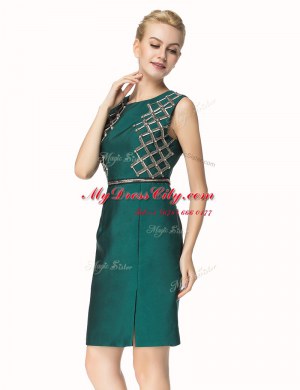 Perfect Dark Green Bateau Neckline Beading Prom Dress Sleeveless Zipper