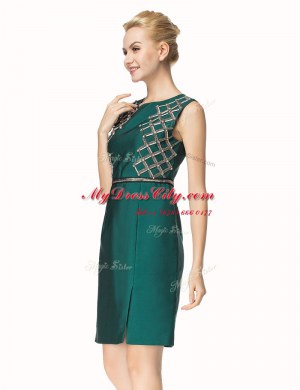 Perfect Dark Green Bateau Neckline Beading Prom Dress Sleeveless Zipper