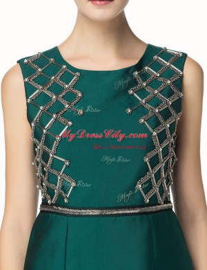 Perfect Dark Green Bateau Neckline Beading Prom Dress Sleeveless Zipper