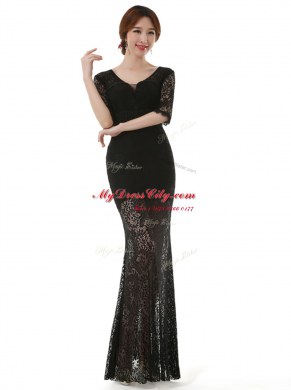 Beauteous Scoop Half Sleeves Lace Prom Dress Lace Zipper