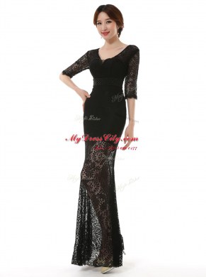Beauteous Scoop Half Sleeves Lace Prom Dress Lace Zipper