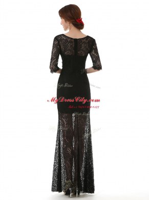 Beauteous Scoop Half Sleeves Lace Prom Dress Lace Zipper