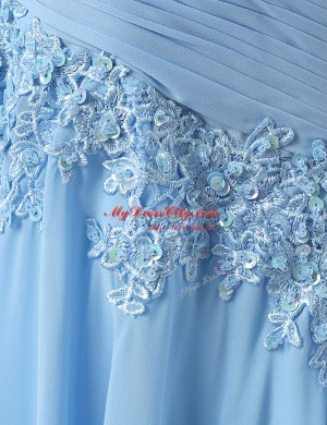 Designer Scoop Sleeveless Brush Train Appliques Zipper Prom Dresses