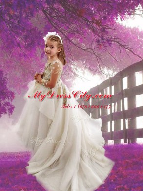 A-line Sleeveless White Evening Dress Court Train Zipper