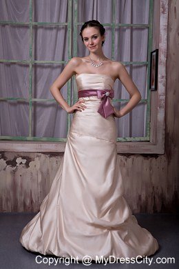 Champagne A-line Strapless 2013 Prom Gowns with Beading