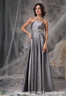 Beaded Strapless A-line Silver Prom Evening Dresses for Cheap