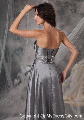 Beaded Strapless A-line Silver Prom Evening Dresses for Cheap