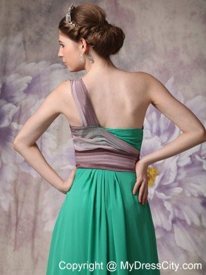 Pretty Appliques With Beading One Shoulder Ruching Chiffon Prom Dresses