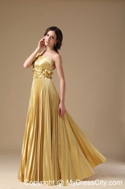 Flowers Empire One Shoulder Pleats Maize Prom Dresses for Women