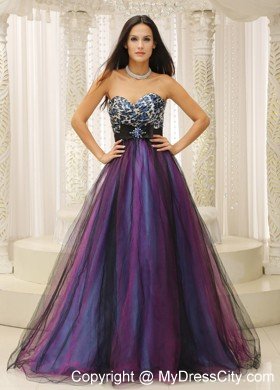 Colorful Tulle Sweetheart Leopard Prom Gowns with Brooch Belt