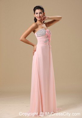 Floral Embellishment Sweetheart Beaded Baby Pink Prom Dresses