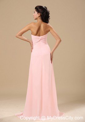 Floral Embellishment Sweetheart Beaded Baby Pink Prom Dresses