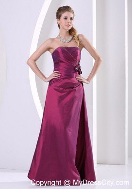 Flowers Strapless Ruched Plus Size Dark Purple Prom Dresses