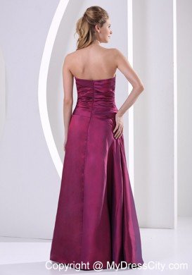 Flowers Strapless Ruched Plus Size Dark Purple Prom Dresses