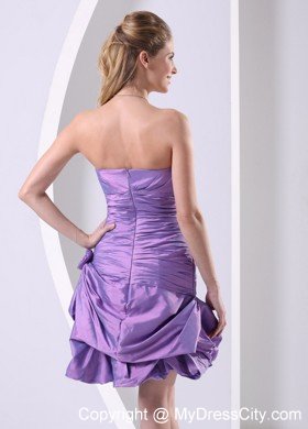 Strapless Lavender Ruched Short Prom Dresses with Bowknot
