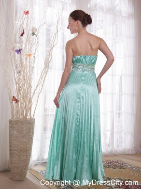 Beaded Strapless Empire Pleats Apple Green Prom Dresses for Cheap