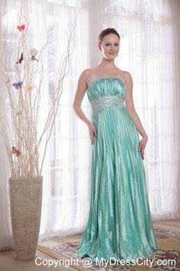 Beaded Strapless Empire Pleats Apple Green Prom Dresses for Cheap