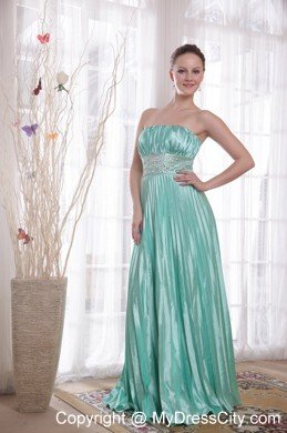 Beaded Strapless Empire Pleats Apple Green Prom Dresses for Cheap