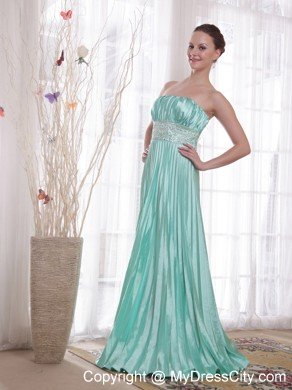Beaded Strapless Empire Pleats Apple Green Prom Dresses for Cheap