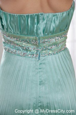 Beaded Strapless Empire Pleats Apple Green Prom Dresses for Cheap