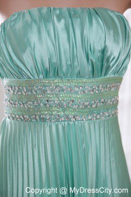 Beaded Strapless Empire Pleats Apple Green Prom Dresses for Cheap