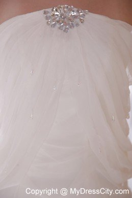 Strapless Chapel Train Rhinestones White Chiffon Prom Dress 2013
