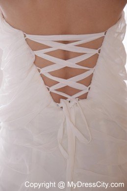 Strapless Chapel Train Rhinestones White Chiffon Prom Dress 2013