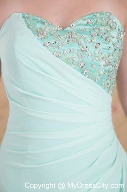 Sweetheart Beaded Ruching Chiffon Apple Green Prom Dresses