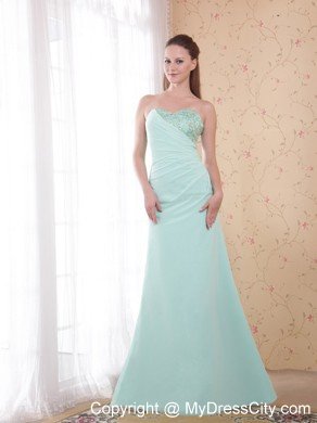 Sweetheart Beaded Ruching Chiffon Apple Green Prom Dresses