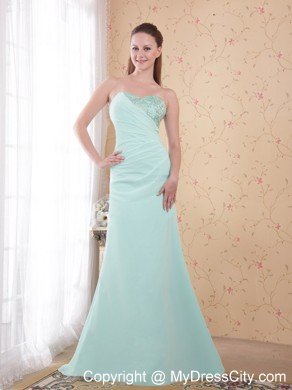 Sweetheart Beaded Ruching Chiffon Apple Green Prom Dresses