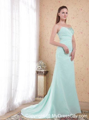 Sweetheart Beaded Ruching Chiffon Apple Green Prom Dresses