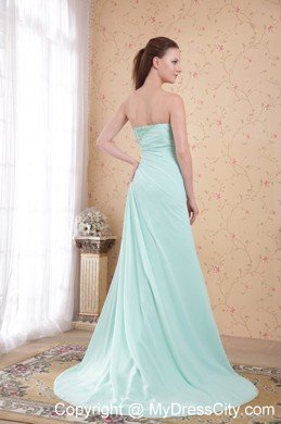 Sweetheart Beaded Ruching Chiffon Apple Green Prom Dresses