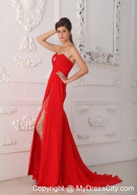 Sweetheart Beaded Ruching Chiffon Red Prom Dresses 2013