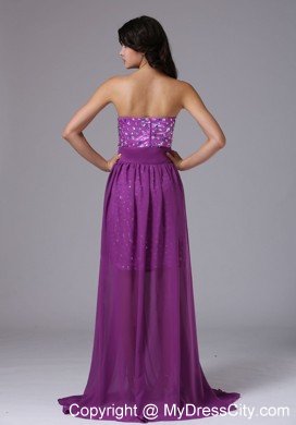 Purple Detachable High-low Prom Dresses with Rhinestones