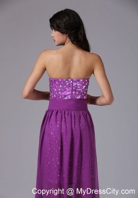 Purple Detachable High-low Prom Dresses with Rhinestones