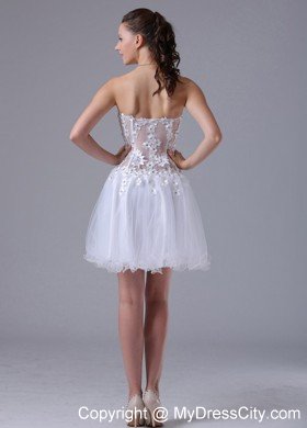 Beaded Floral Embellishment Strapless 2013 White Prom Dresses