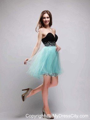 Organza Sweetheart Beaded Black and Apple Green Prom Dresses