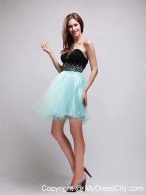 Organza Sweetheart Beaded Black and Apple Green Prom Dresses