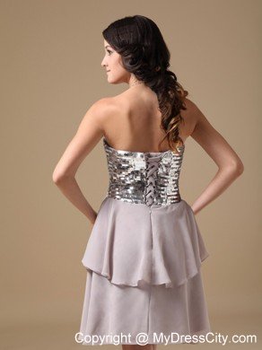 Sequined Sweetheart Chiffon Cheap Grey Short Prom Dresses