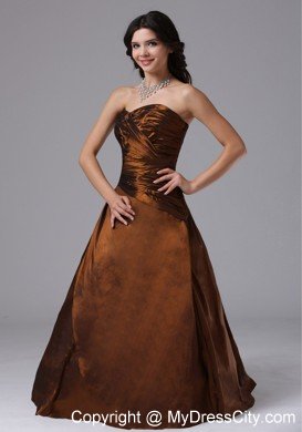 Brown Sweetheart Ruched Plus Size Prom Gowns for Ladies