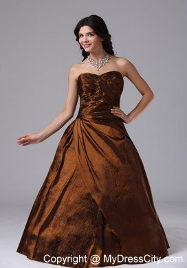 Brown Sweetheart Ruched Plus Size Prom Gowns for Ladies