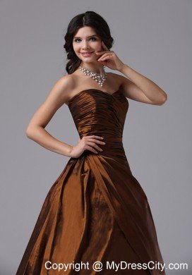 Brown Sweetheart Ruched Plus Size Prom Gowns for Ladies