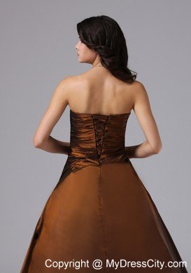 Brown Sweetheart Ruched Plus Size Prom Gowns for Ladies