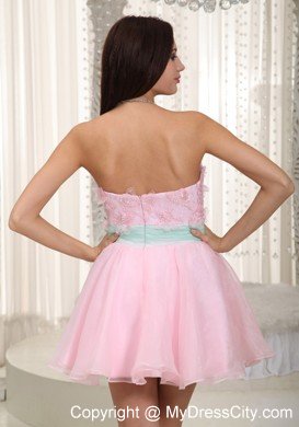 Pretty Flowers Sweetheart Baby Pink Organza Prom Dresses