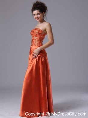 Rust Red Column Strapless Cheap Prom Dresses for Women