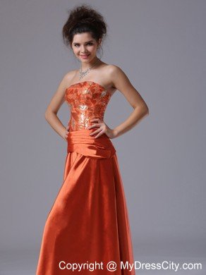 Rust Red Column Strapless Cheap Prom Dresses for Women