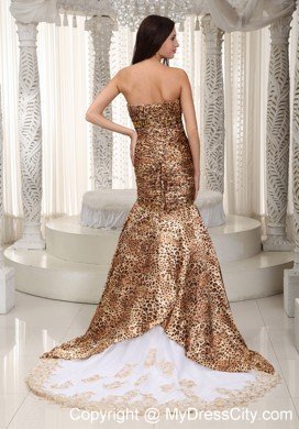 Sweetheart Mermaid Beaded Leopard Court Train Prom Dress