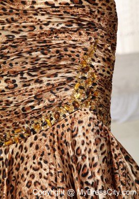 Sweetheart Mermaid Beaded Leopard Court Train Prom Dress