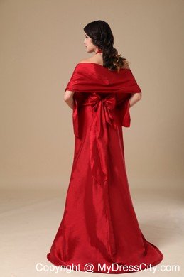 Wine Red Halter Long Taffeta Informal Prom Dress for Party