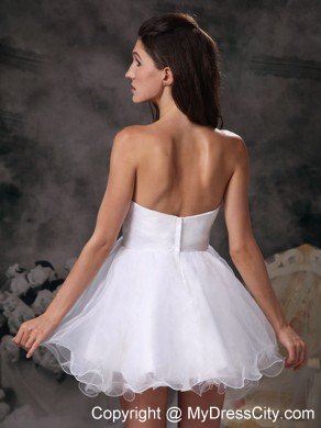 White A-line Organza Sweetheart Short Prom Cocktail Dress 2013